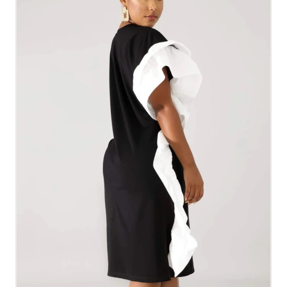 WITH A TWIST BLACK AND WHITE DRESS TUNIC OVERSIZED - Picture 3 of 5